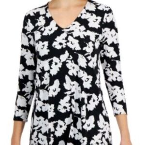 Alfani Black and White Floral Blouse